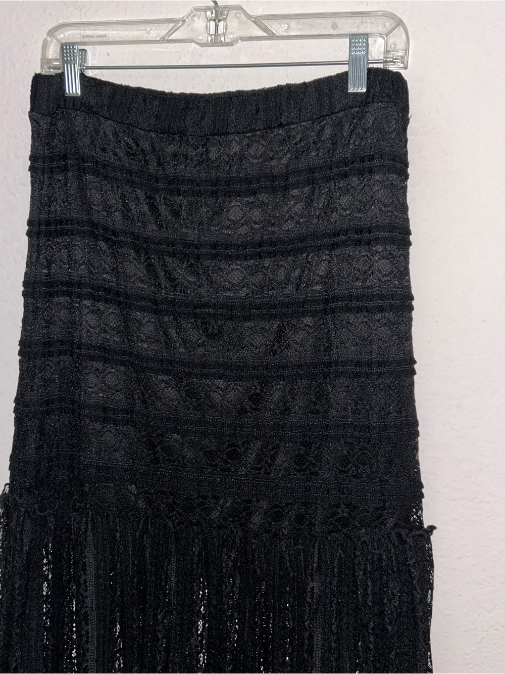 Women's Black Lace Fringe Maxi Skirt - Picture 2 of 6